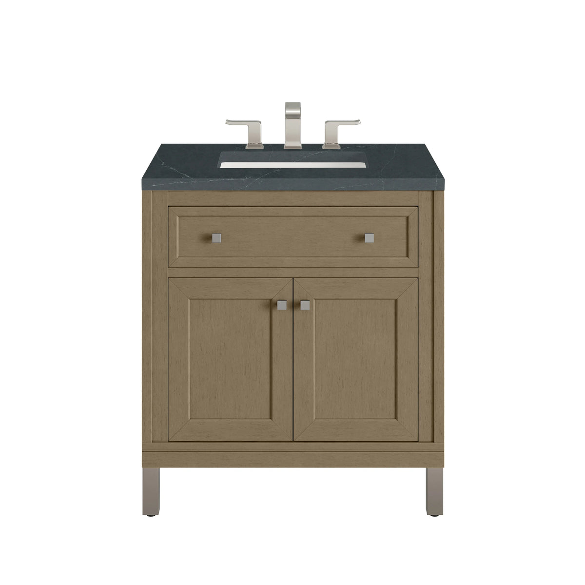 Chicago 30" Single Vanity, Walnut Whisper, w/ 3 CM Charcoal Soapstone Silestone® Top