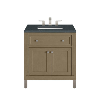 Chicago 30" Single Vanity, Walnut Whisper, w/ 3 CM Charcoal Soapstone Silestone® Top