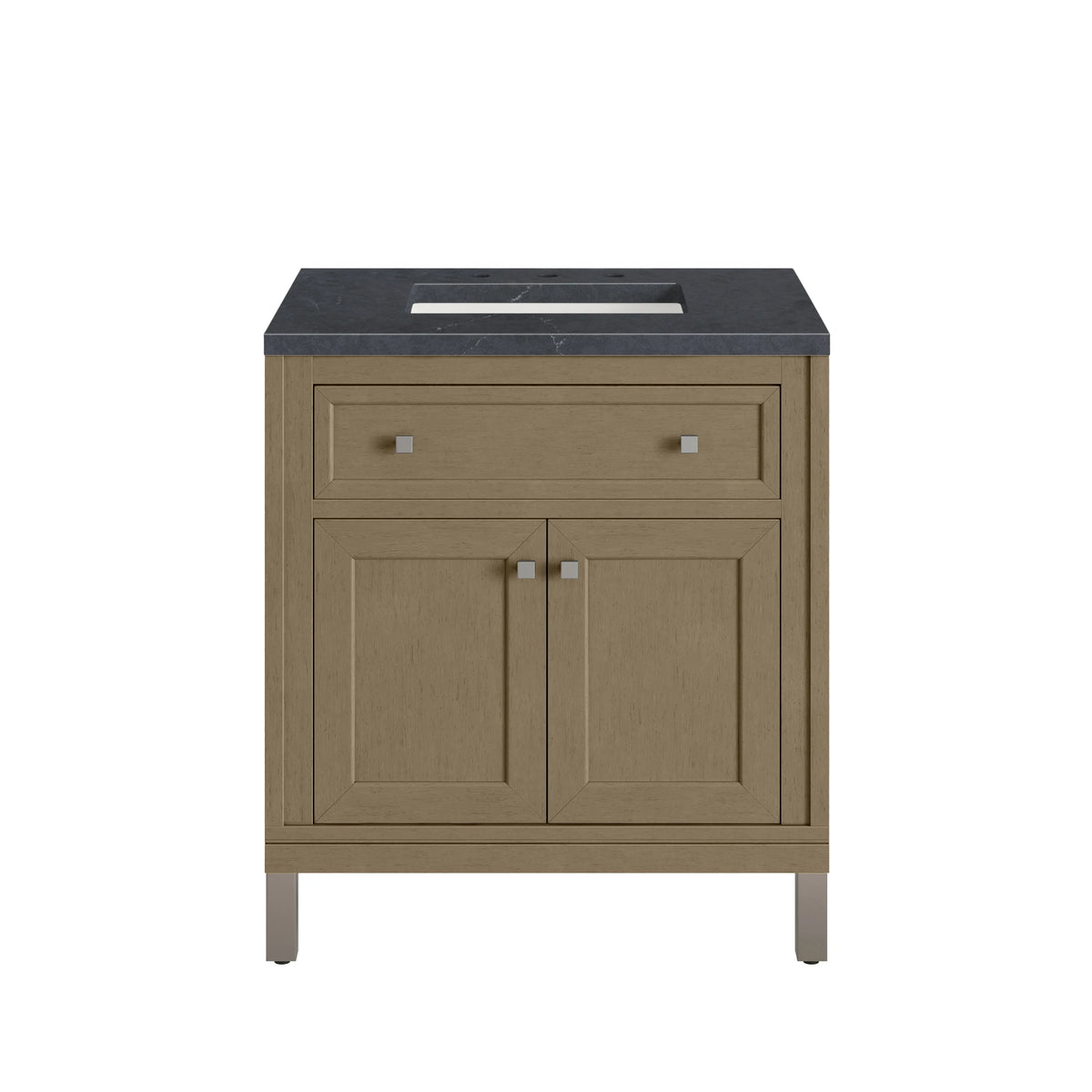 Chicago 30" Single Vanity, Walnut Whisper, w/ 3 CM Charcoal Soapstone Silestone® Top, view 2