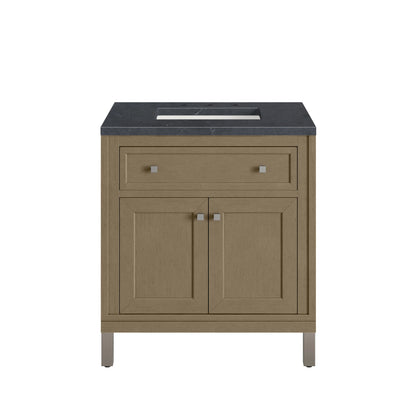 Chicago 30" Single Vanity, Walnut Whisper, w/ 3 CM Charcoal Soapstone Silestone® Top, view 2