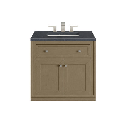 Chicago 30" Single Vanity, Walnut Whisper, w/ 3 CM Charcoal Soapstone Silestone® Top, view 3