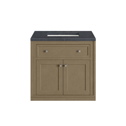 Chicago 30" Single Vanity, Walnut Whisper, w/ 3 CM Charcoal Soapstone Silestone® Top, view 4