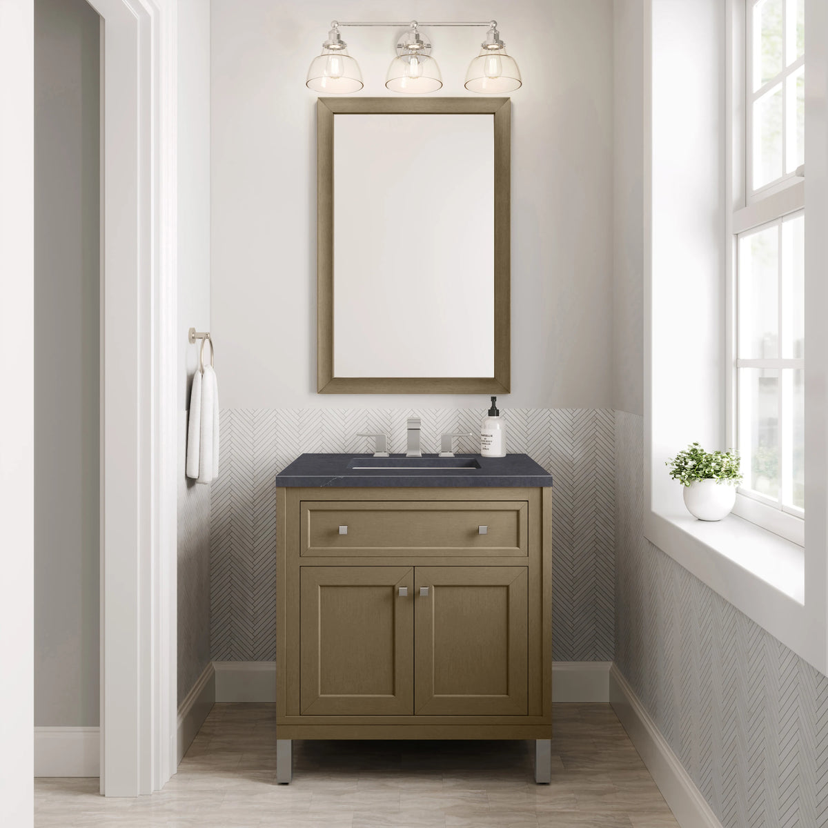 Chicago 30" Single Vanity, Walnut Whisper, w/ 3 CM Charcoal Soapstone Silestone® Top, view 7
