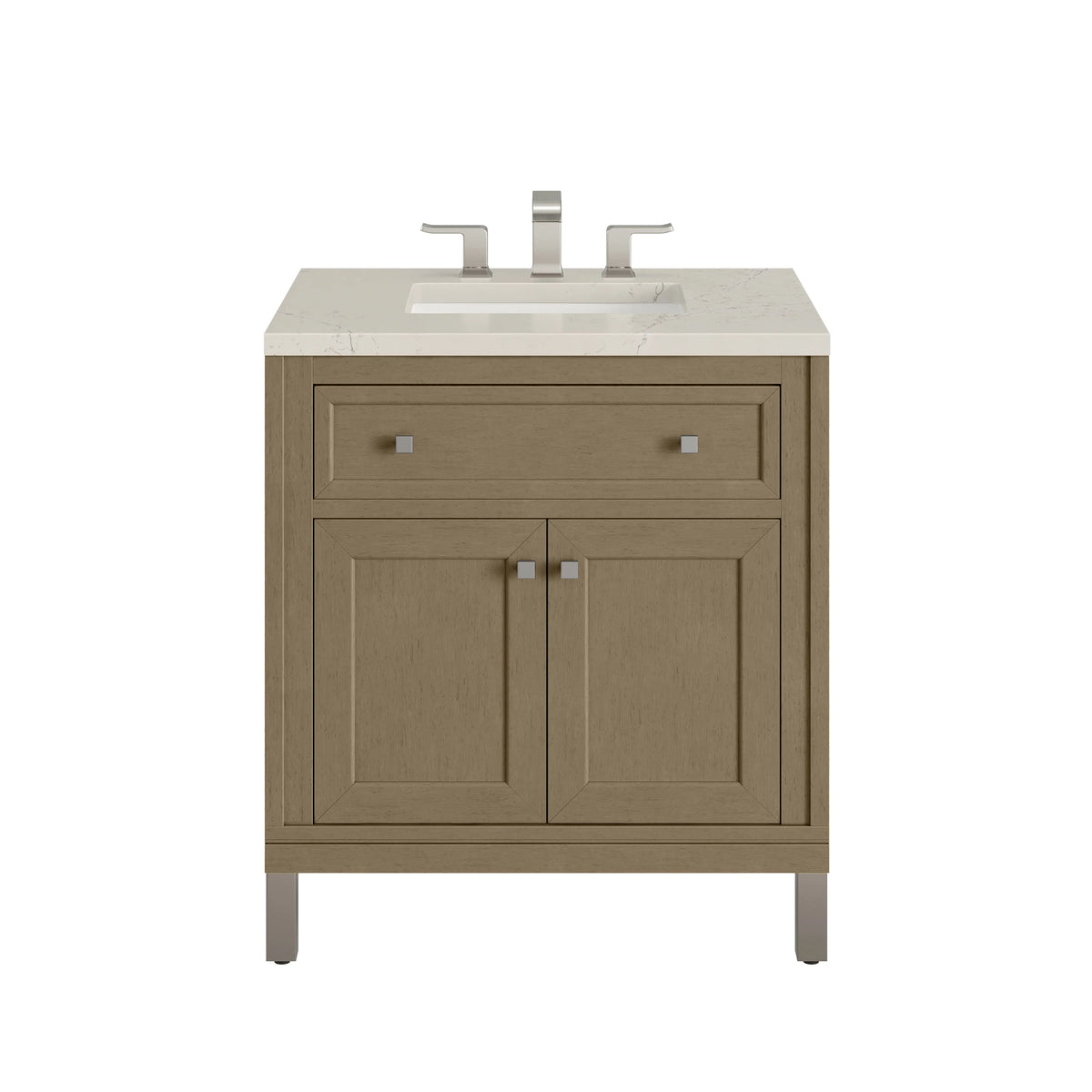 Chicago 30" Single Vanity, Walnut Whisper, w/ 3 CM Siberian Silestone Top