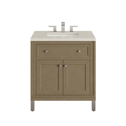 Chicago 30" Single Vanity, Walnut Whisper, w/ 3 CM Siberian Silestone Top