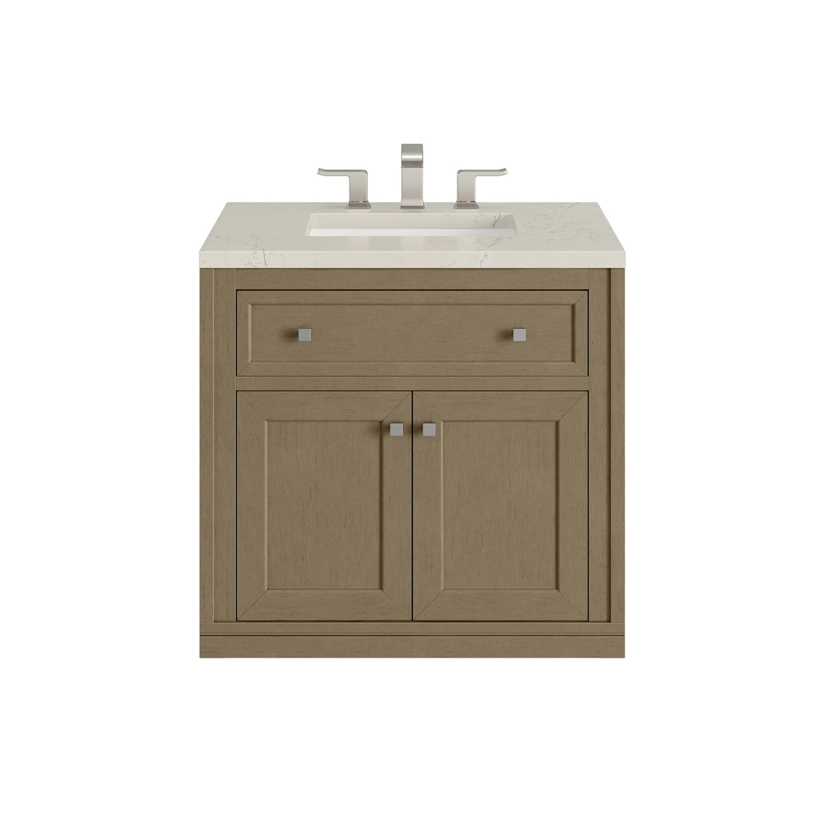 Chicago 30" Single Vanity, Walnut Whisper, w/ 3 CM Siberian Silestone Top, view 2