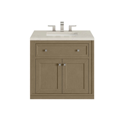 Chicago 30" Single Vanity, Walnut Whisper, w/ 3 CM Siberian Silestone Top, view 2