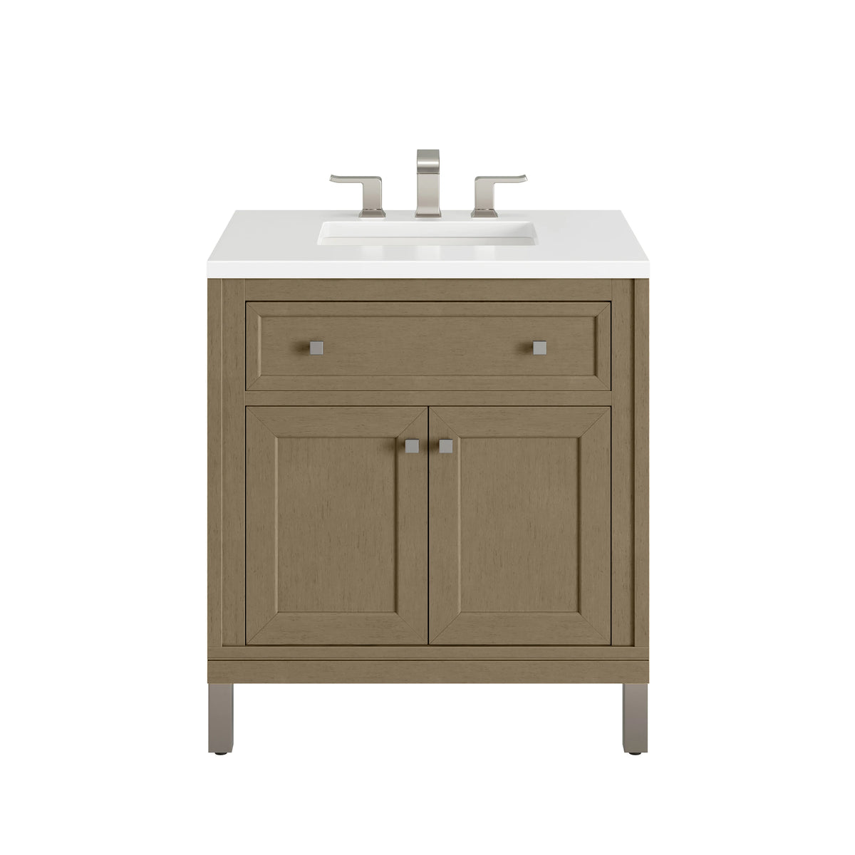 Chicago 30" Single Vanity, Walnut Whisper, w/ 3 CM White Zeus Silestone® Top