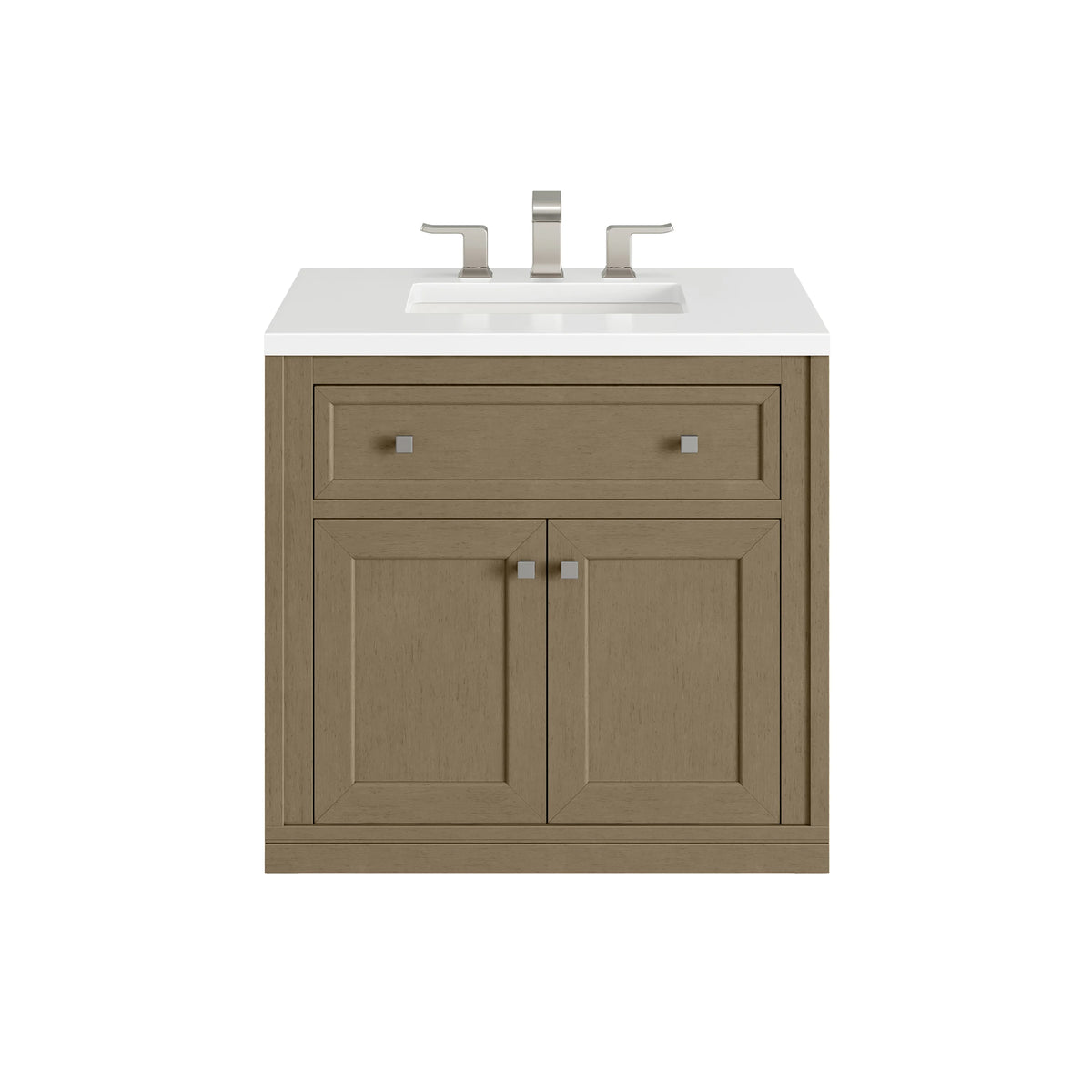 Chicago 30" Single Vanity, Walnut Whisper, w/ 3 CM White Zeus Silestone® Top, view 3