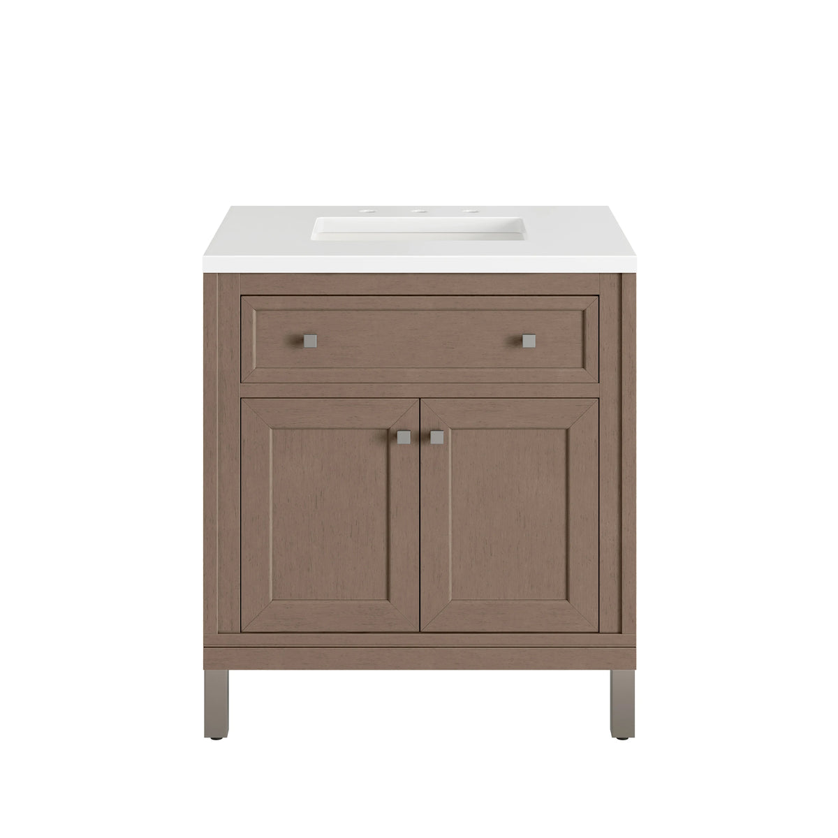 Chicago 30" Single Vanity, Walnut Whisper, w/ 3 CM White Zeus Silestone® Top, view 4