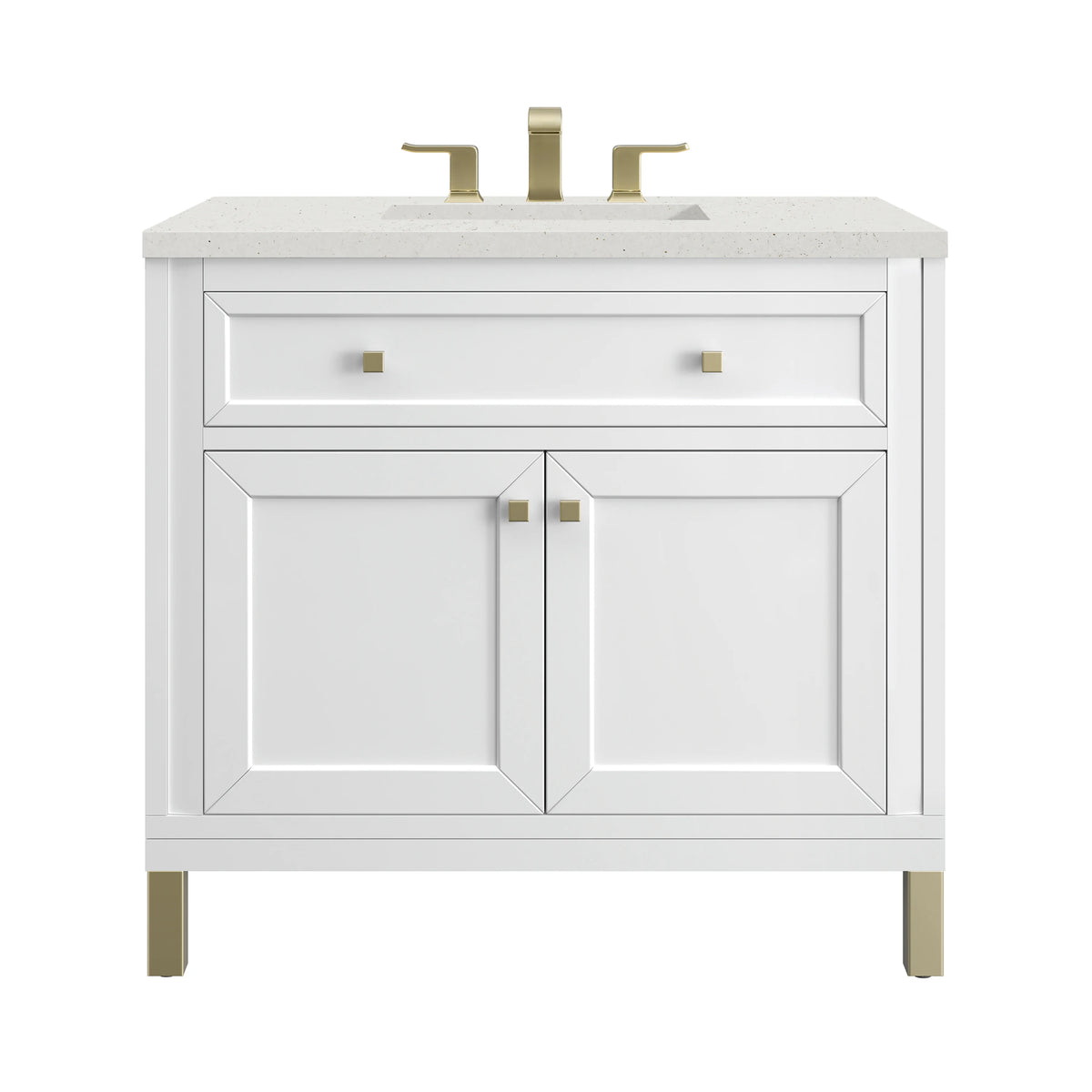 Chicago 36" Single Vanity, Glossy White, w/ 3 CM Lime Delight Silestone® Top