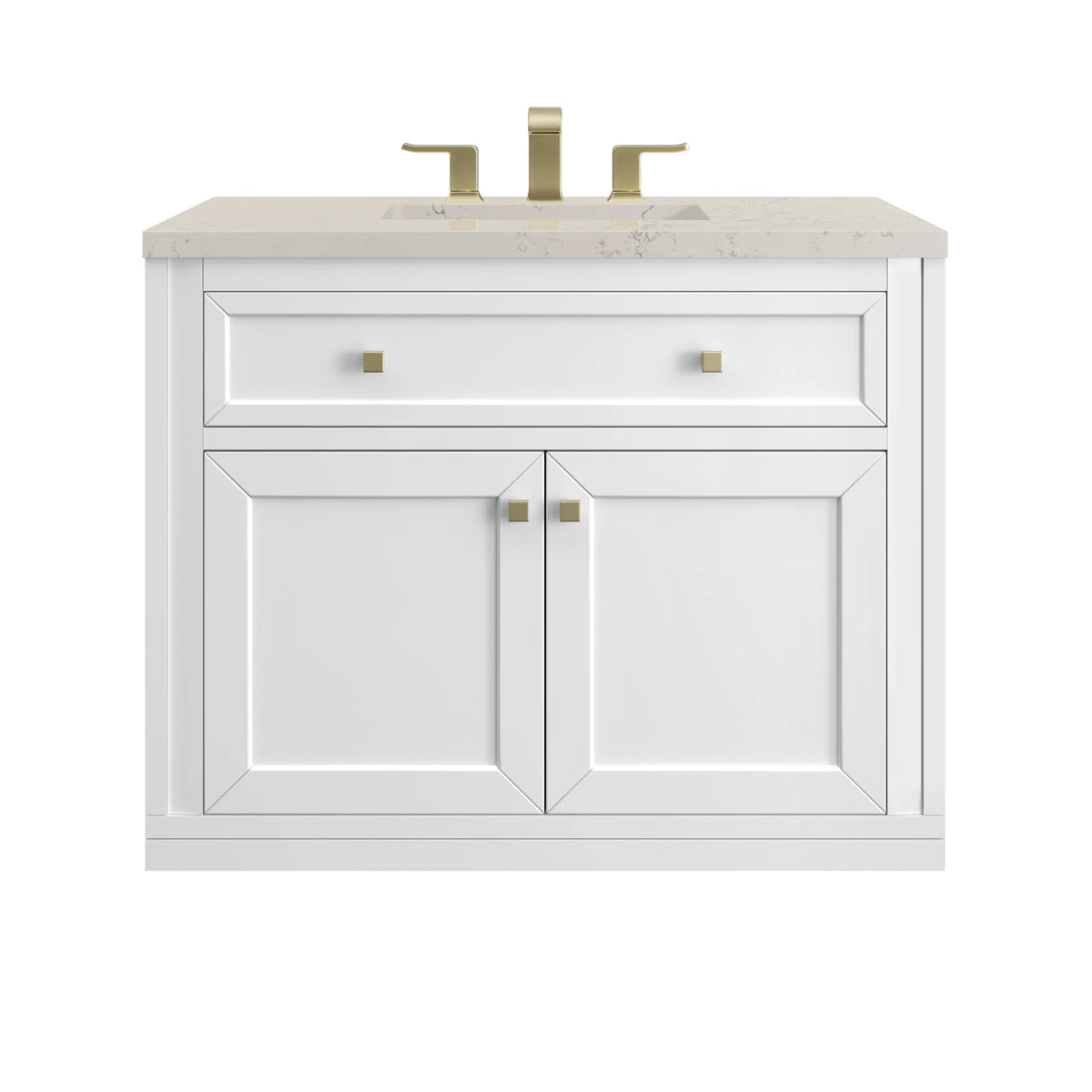 Chicago 36" Single Vanity, Glossy White, w/ 3 CM Siberian Silestone Top, view 2