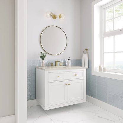 Chicago 36" Single Vanity, Glossy White, w/ 3 CM Siberian Silestone Top, view 6