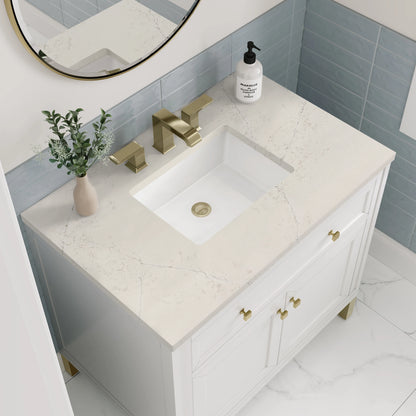 Chicago 36" Single Vanity, Glossy White, w/ 3 CM Siberian Silestone Top, view 8