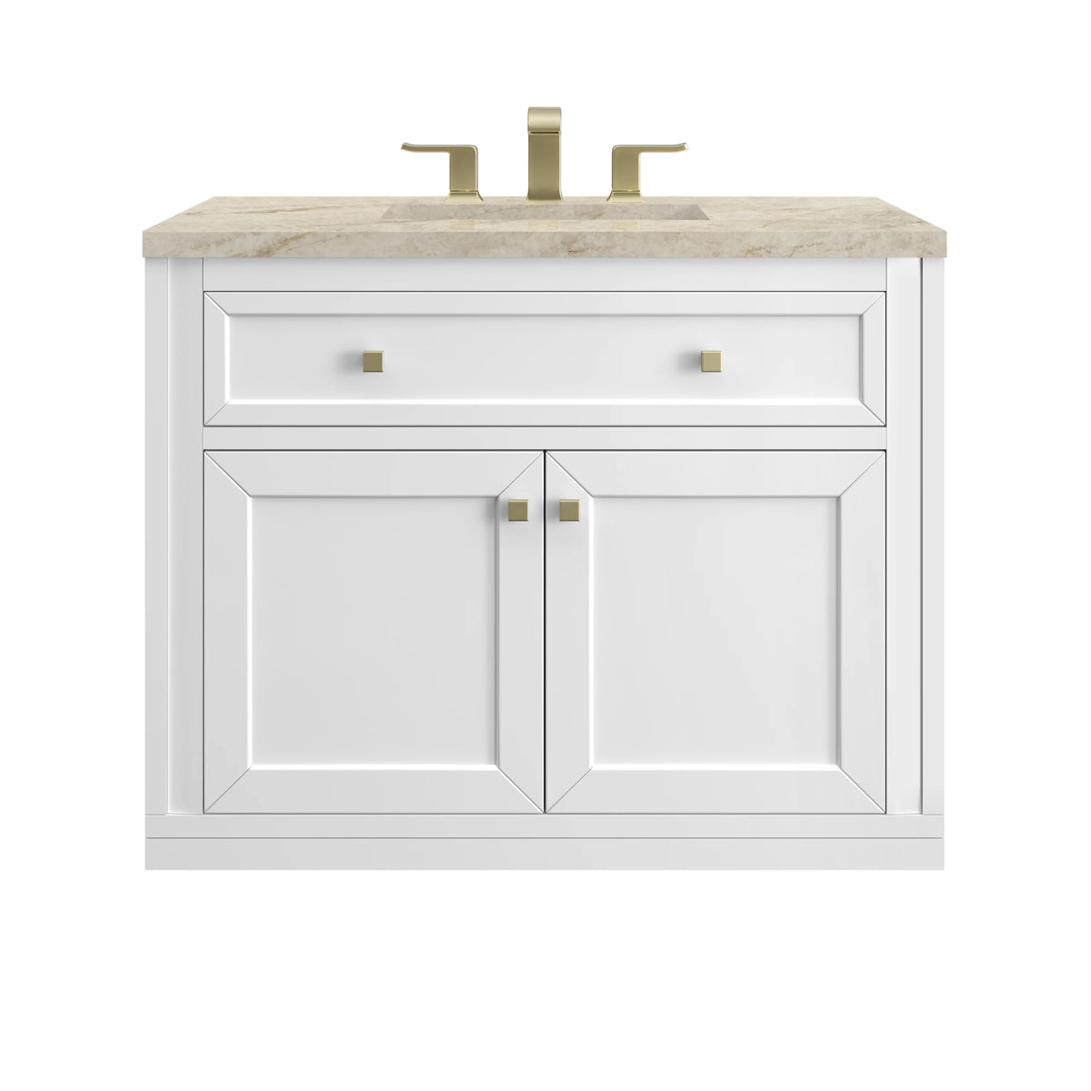 Chicago 36" Single Vanity, Glossy White, w/ 3 CM Tajnar Eclos Top, view 2