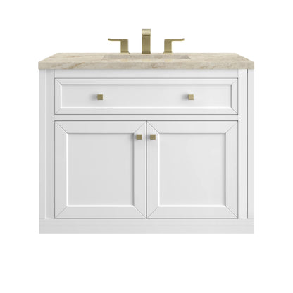 Chicago 36" Single Vanity, Glossy White, w/ 3 CM Tajnar Eclos Top, view 2