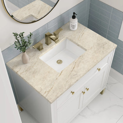 Chicago 36" Single Vanity, Glossy White, w/ 3 CM Tajnar Eclos Top, view 8