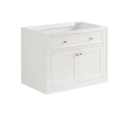 Chicago 36" Single Vanity, Glossy White, w/ 3 CM Victorian Silver Silestone® Top, view 3