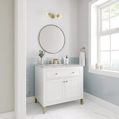 Chicago 36" Single Vanity, Glossy White, w/ 3 CM Victorian Silver Silestone® Top, view 5