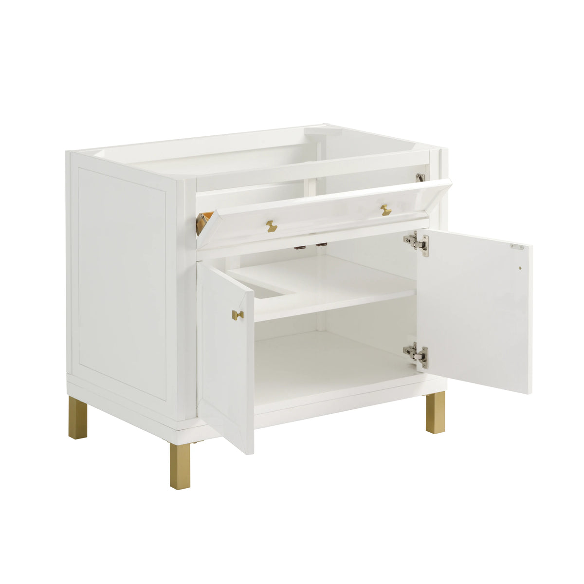 Chicago 36" Single Vanity, Glossy White, w/ 3 CM Victorian Silver Silestone® Top, view 9
