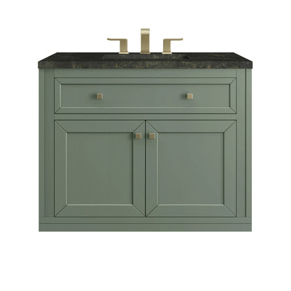 Chicago 36" Single Vanity, Smokey Celadon, w/ 3 CM Phantome Eclos Top, view 2