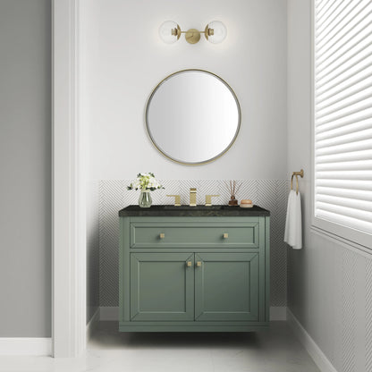 Chicago 36" Single Vanity, Smokey Celadon, w/ 3 CM Phantome Eclos Top, view 4