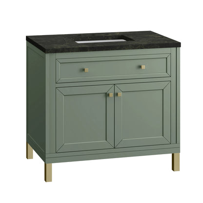 Chicago 36" Single Vanity, Smokey Celadon, w/ 3 CM Phantome Eclos Top, view 9