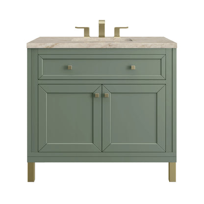 Chicago 36" Single Vanity, Smokey Celadon, w/ 3 CM Tajnar Eclos Top