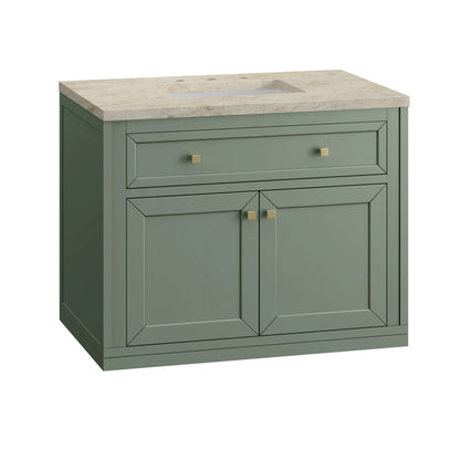 Chicago 36" Single Vanity, Smokey Celadon, w/ 3 CM Tajnar Eclos Top, view 10