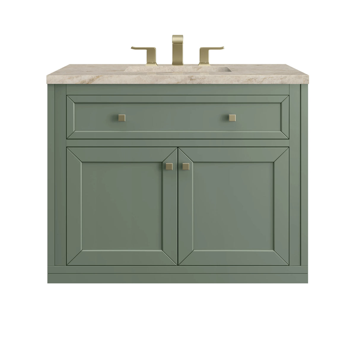 Chicago 36" Single Vanity, Smokey Celadon, w/ 3 CM Tajnar Eclos Top, view 2