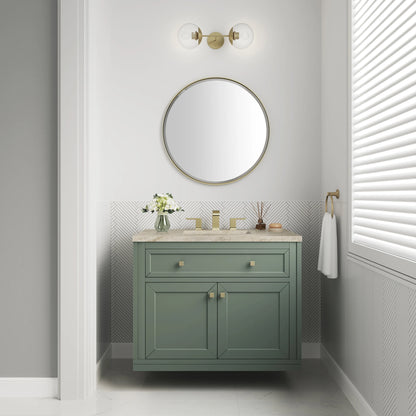 Chicago 36" Single Vanity, Smokey Celadon, w/ 3 CM Tajnar Eclos Top, view 4