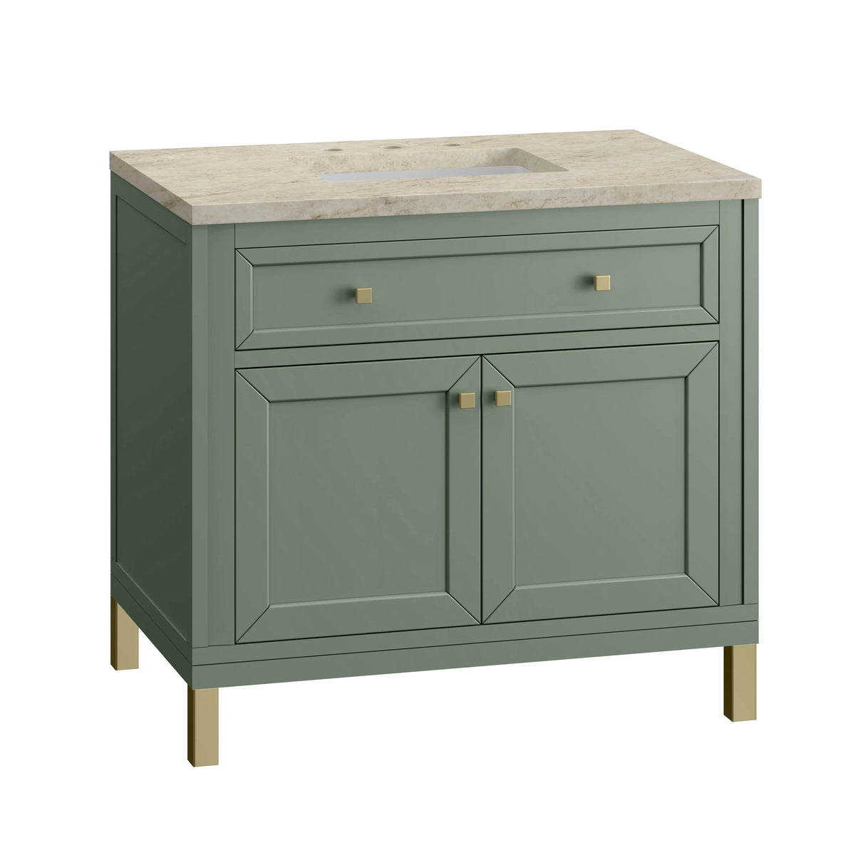 Chicago 36" Single Vanity, Smokey Celadon, w/ 3 CM Tajnar Eclos Top, view 9