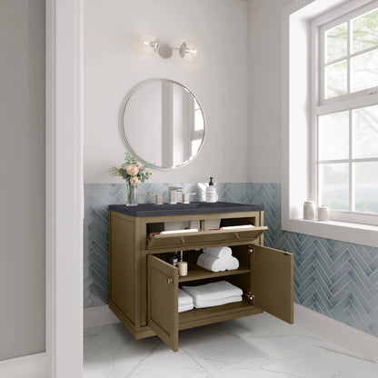 Chicago 36" Single Vanity, Walnut Whisper, w/ 3 CM Charcoal Soapstone Silestone® Top, view 10