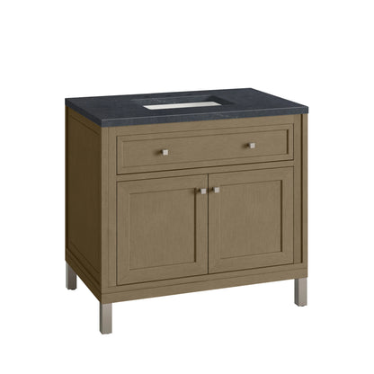 Chicago 36" Single Vanity, Walnut Whisper, w/ 3 CM Charcoal Soapstone Silestone® Top, view 18