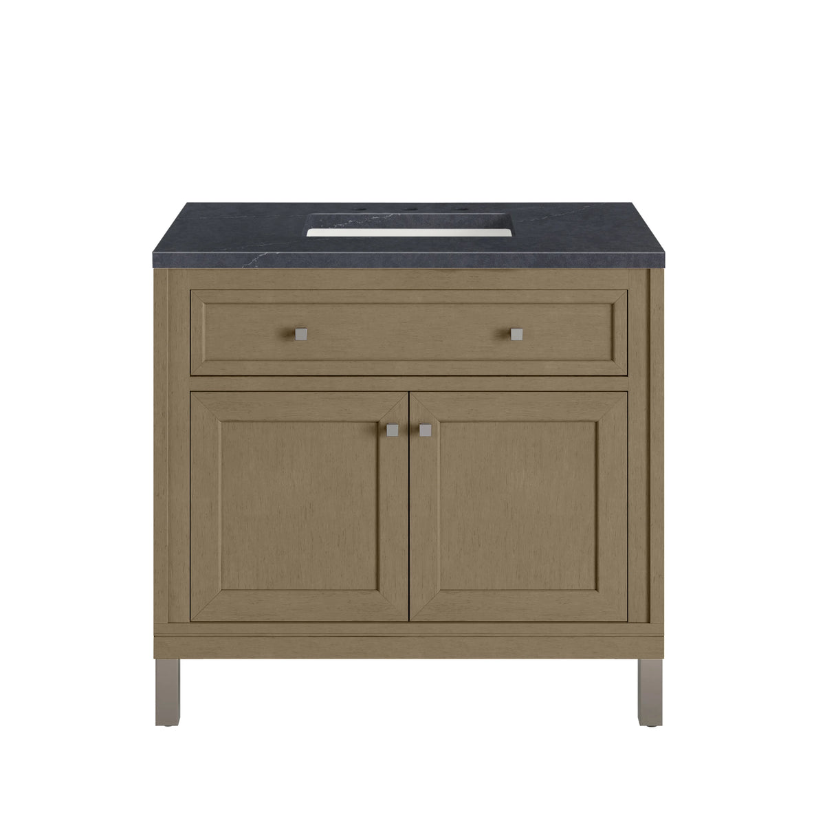 Chicago 36" Single Vanity, Walnut Whisper, w/ 3 CM Charcoal Soapstone Silestone® Top, view 2