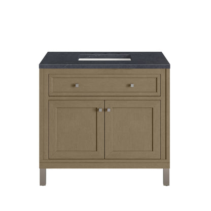 Chicago 36" Single Vanity, Walnut Whisper, w/ 3 CM Charcoal Soapstone Silestone® Top, view 2