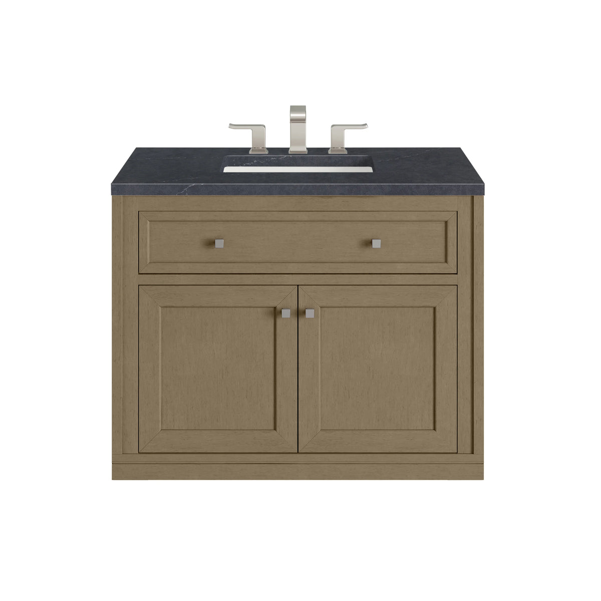 Chicago 36" Single Vanity, Walnut Whisper, w/ 3 CM Charcoal Soapstone Silestone® Top, view 3