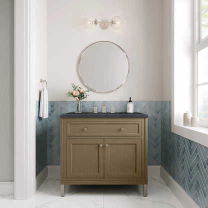 Chicago 36" Single Vanity, Walnut Whisper, w/ 3 CM Charcoal Soapstone Silestone® Top, view 5