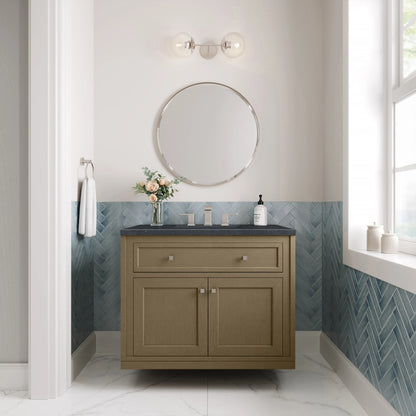 Chicago 36" Single Vanity, Walnut Whisper, w/ 3 CM Charcoal Soapstone Silestone® Top, view 6