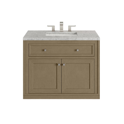 Chicago 36" Single Vanity, Walnut Whisper, w/ 3 CM Eternal Jasmine Pearl Silestone® Top, view 3