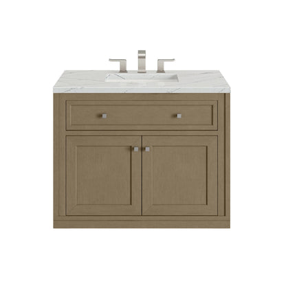 Chicago 36" Single Vanity, Walnut Whisper, w/ 3 CM Ethereal Noctis Silestone® Top, view 3