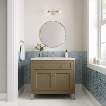 Chicago 36" Single Vanity, Walnut Whisper, w/ 3 CM Ethereal Noctis Silestone® Top, view 5