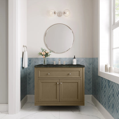 Chicago 36" Single Vanity, Walnut Whisper, w/ 3 CM Phantome Eclos Top, view 4