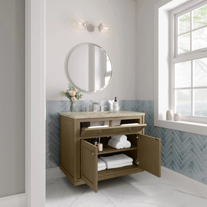 Chicago 36" Single Vanity, Walnut Whisper, w/ 3 CM Tajnar Eclos Top, view 8