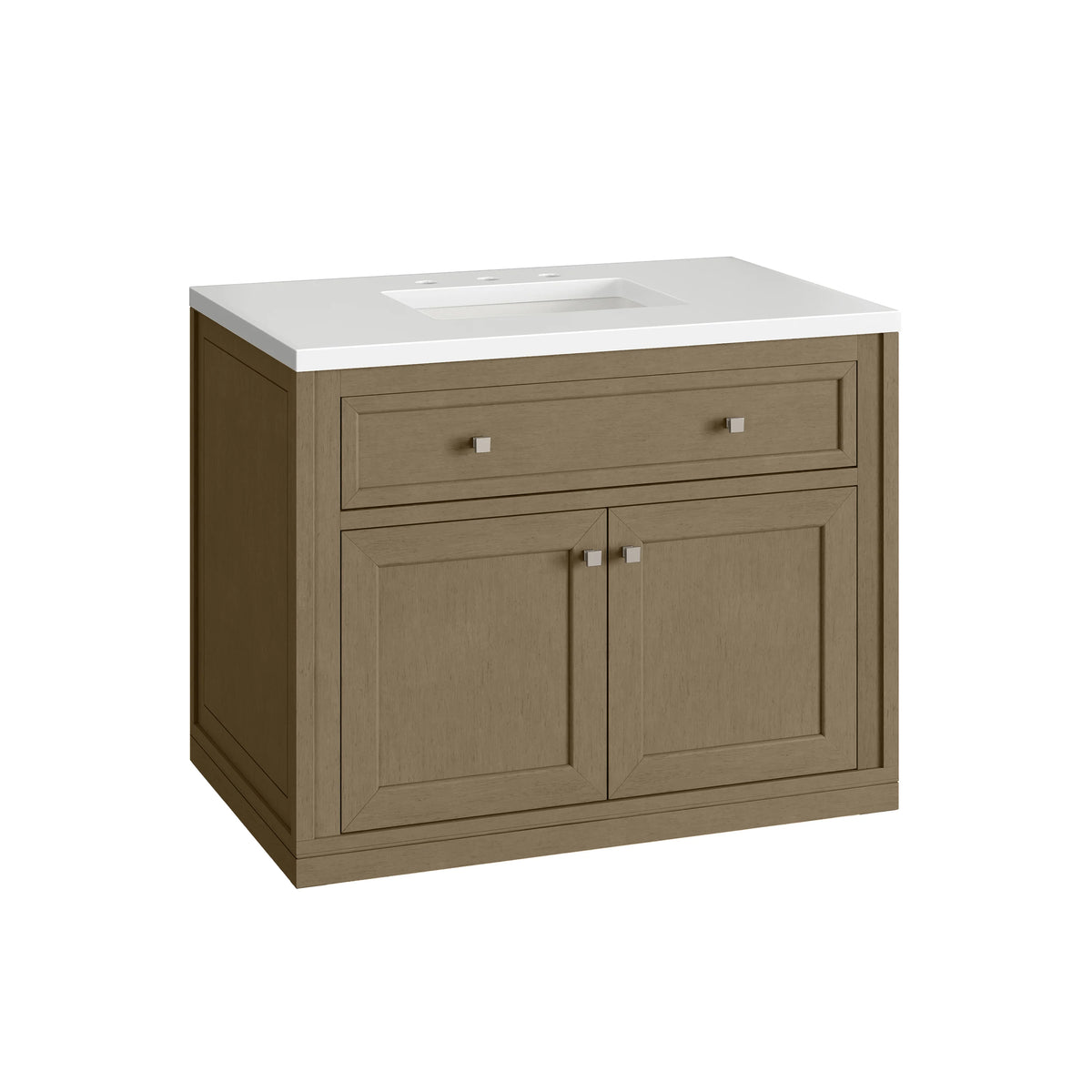 Chicago 36" Single Vanity, Walnut Whisper, w/ 3 CM White Zeus Silestone® Top, view 19