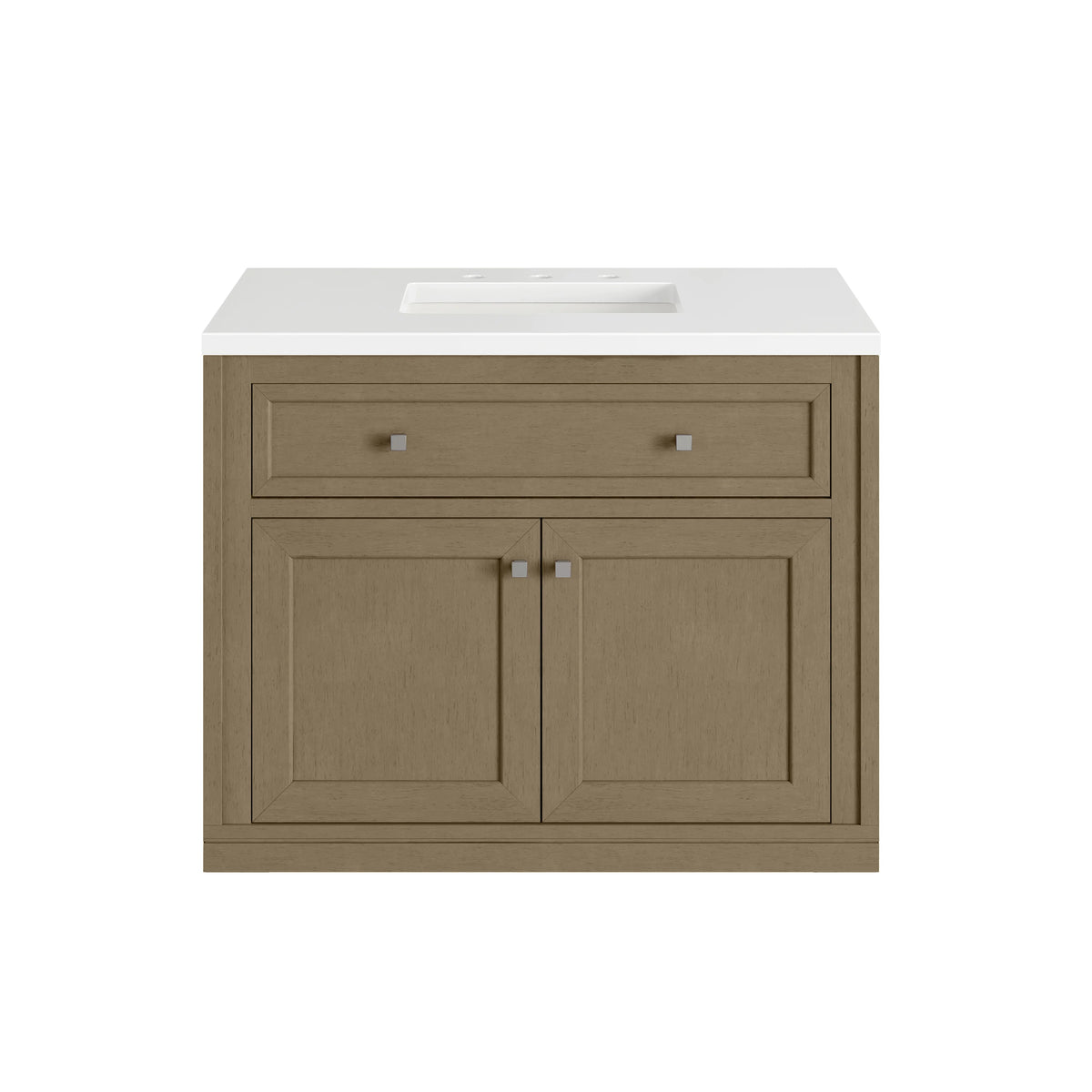 Chicago 36" Single Vanity, Walnut Whisper, w/ 3 CM White Zeus Silestone® Top, view 4