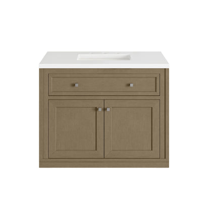 Chicago 36" Single Vanity, Walnut Whisper, w/ 3 CM White Zeus Silestone® Top, view 4