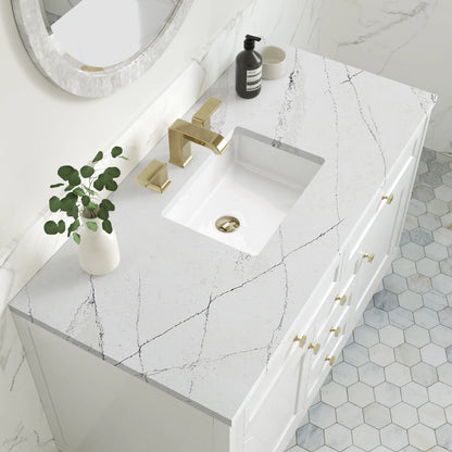 Chicago 48" Single Vanity, Glossy White, w/ 3 CM Ethereal Noctis Silestone® Top, view 9