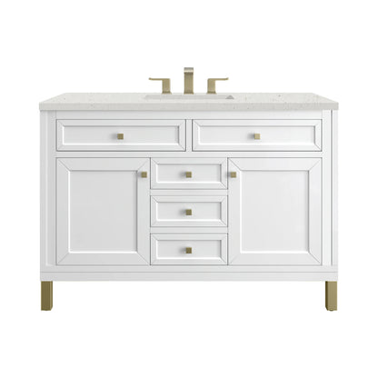 Chicago 48" Single Vanity, Glossy White, w/ 3 CM Lime Delight Silestone® Top
