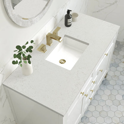 Chicago 48" Single Vanity, Glossy White, w/ 3 CM Lime Delight Silestone® Top, view 9